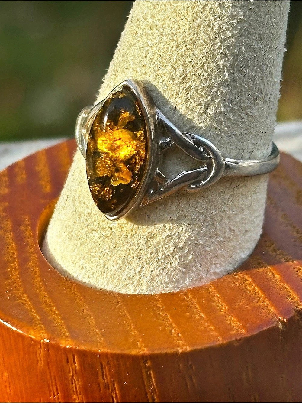 Sterling Silver Amber Ring